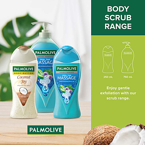 Palmolive Coconut & Jojoba Body Wash, 250 ml Body Spa, Exfoliating Joy, pH Balanced, Parabens & Silicone Free