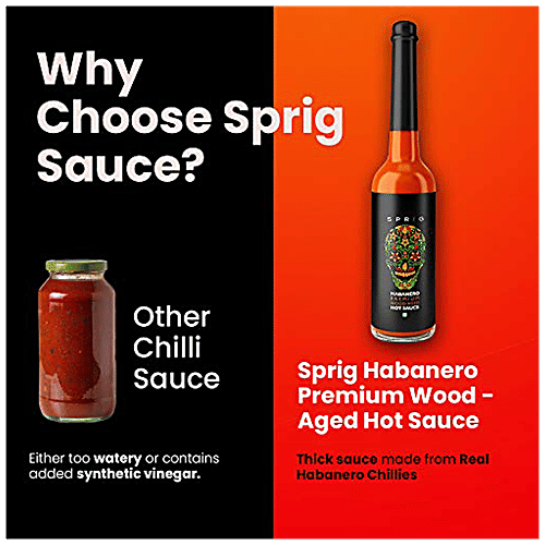 Sprig Wood- Aged Habanero Hot Sauce - Premium Gourmet Condiment, Flavourful, 100 g  No Trans Fat