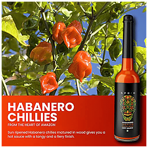 Sprig Wood- Aged Habanero Hot Sauce - Premium Gourmet Condiment, Flavourful, 100 g  No Trans Fat