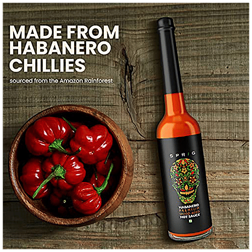 Sprig Wood- Aged Habanero Hot Sauce - Premium Gourmet Condiment, Flavourful, 100 g  No Trans Fat