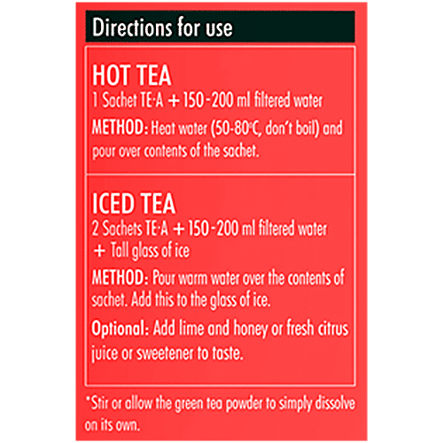 Sprig Tea TE.A Green Tea & Moroccan Mint - Fully Soluble, Improves Blood Flow, 15 g (25 Sachets x 0.6 g each) 