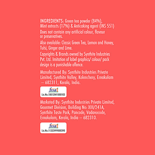 Sprig Tea TE.A Green Tea & Moroccan Mint - Fully Soluble, Improves Blood Flow, 15 g (25 Sachets x 0.6 g each) 