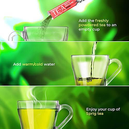 Sprig Tea TE.A Green Tea & Moroccan Mint - Fully Soluble, Improves Blood Flow, 15 g (25 Sachets x 0.6 g each) 