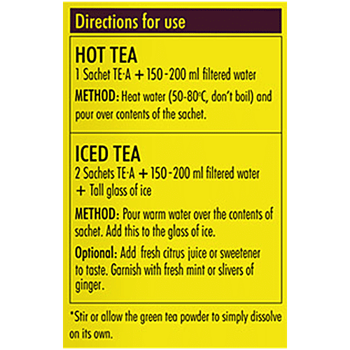 Sprig Tea TE.A Green Tea - Lemon & Honey, Fully Soluble, For Weight Loss, Detox & Immunity, 17.5 g (25 Sachets x 0.7 g each) Zero Fat