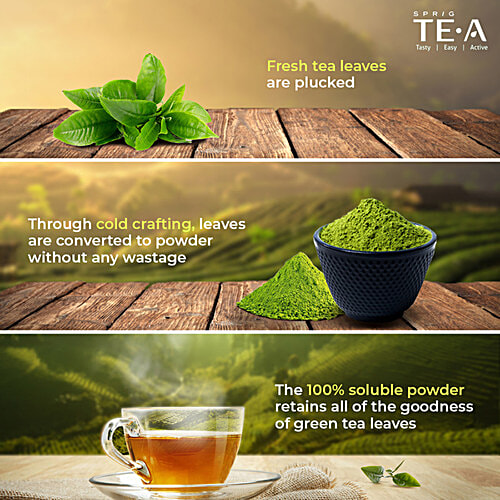 Sprig Tea TE.A Green Tea - Lemon & Honey, Fully Soluble, For Weight Loss, Detox & Immunity, 17.5 g (25 Sachets x 0.7 g each) Zero Fat