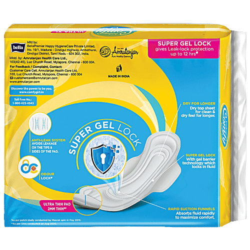 Comfy Snug Fit Sanitary Pads - Ultra XL, 285 mm, 5X Longer Lasting Dryness, Non Irritant On Skin, 6 pcs Pouch Super Gel Lock, Anti-Leak System