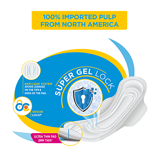 Comfy Snug Fit Sanitary Pads - Ultra XL, 285 mm, 5X Longer Lasting Dryness, Non Irritant On Skin, 6 pcs Pouch Super Gel Lock, Anti-Leak System