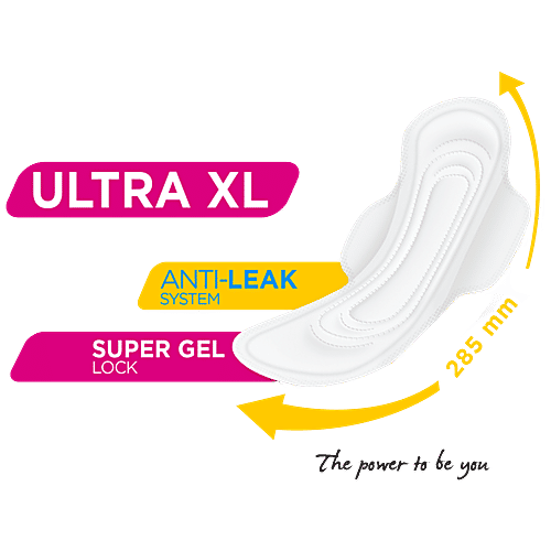 Comfy Snug Fit Sanitary Pads - Ultra XL, 285 mm, 5X Longer Lasting Dryness, Non Irritant On Skin, 6 pcs Pouch Super Gel Lock, Anti-Leak System