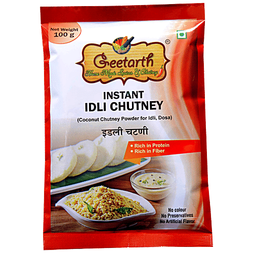 GEETARTH Instant Idly Chutney, 100 g  No Color, No Preservatives & No Artificial Flavor