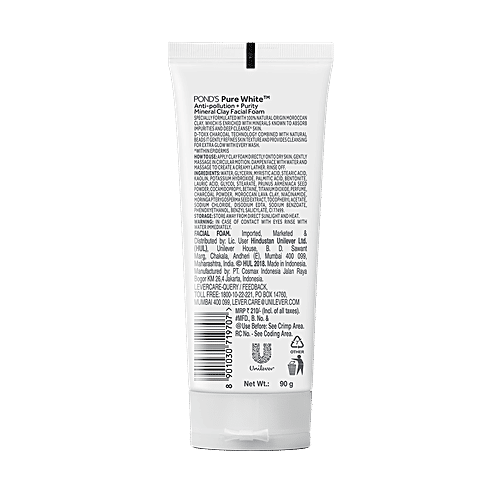 Ponds Pure White Mineral Clay Anti Pollution Purity Face Wash Foam, 90 g  