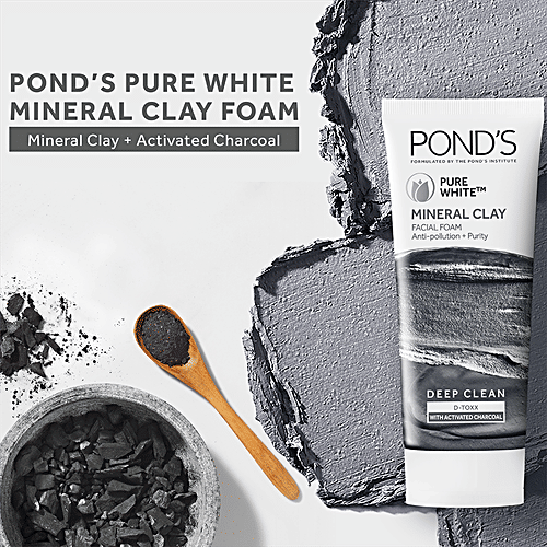 Ponds Pure White Mineral Clay Anti Pollution Purity Face Wash Foam, 90 g  