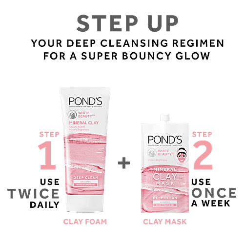 Ponds White Beauty Mineral Clay Instant Brightness Face Wash Foam, 40 g  