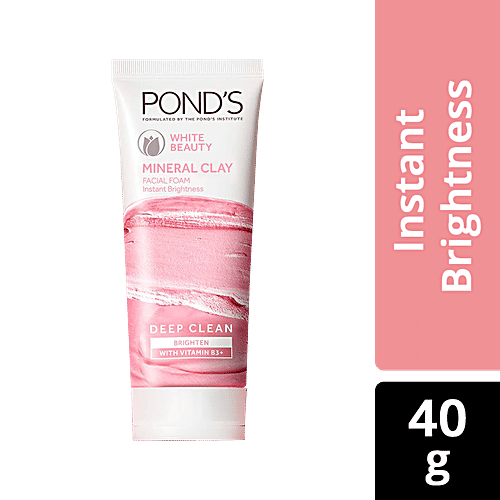 Ponds White Beauty Mineral Clay Instant Brightness Face Wash Foam, 40 g  