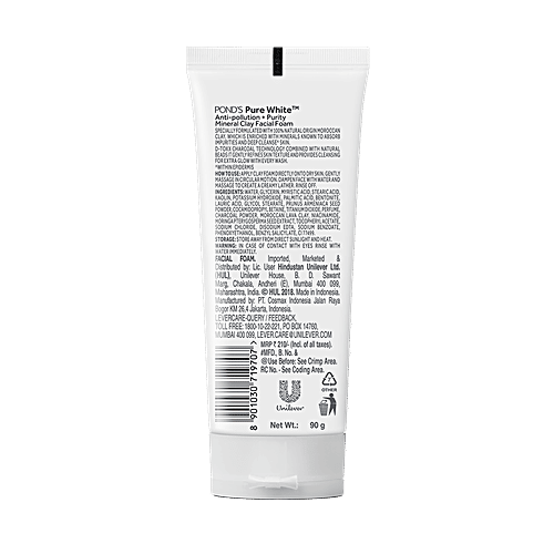 Ponds Pure White Mineral Clay Anti Pollution Purity Face Wash Foam, 40 g  