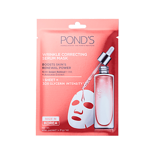Ponds Wrinkle Correcting Serum Mask With Hyaluronic Acid & Avocado Extract, 21 g  