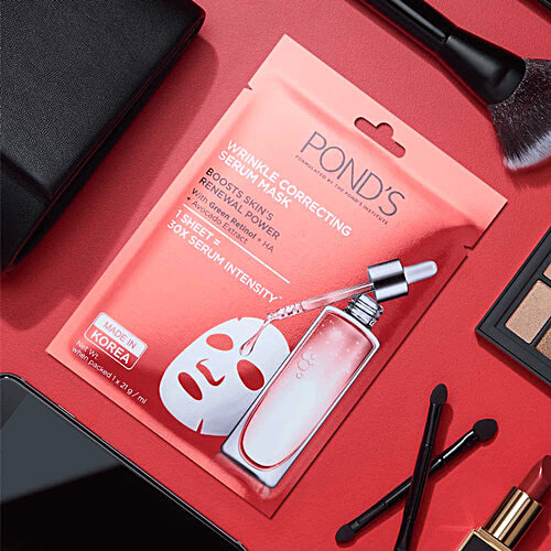 Ponds Wrinkle Correcting Serum Mask With Hyaluronic Acid & Avocado Extract, 21 g  