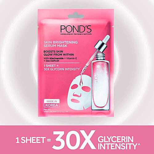 Ponds Skin Brightening Serum Mask With Vitamin E & Niacinamide, 21 g  