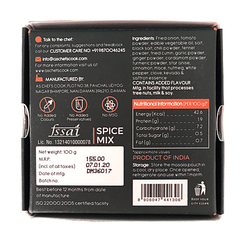 As Chef's Cook Hyderabadi Dum Biryani Masala, 100 g  