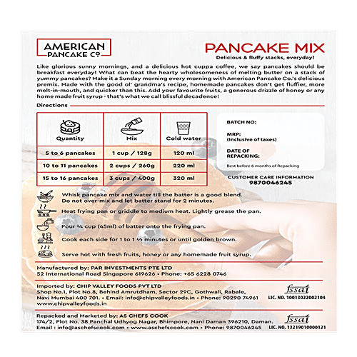 American Pancake Co. Pancake Mix - Delicious & Fluffy, Egg Free, 400 g  