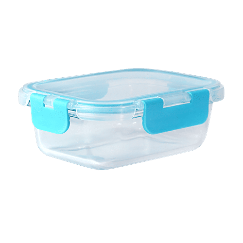 bb home Borosilicate Glass Rectangular Container With Lid - Blue, 630 ml  100% Food Grade & BPA Free