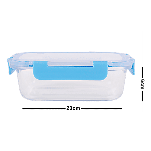 bb home Borosilicate Glass Rectangular Container With Lid - Blue, 630 ml  100% Food Grade & BPA Free