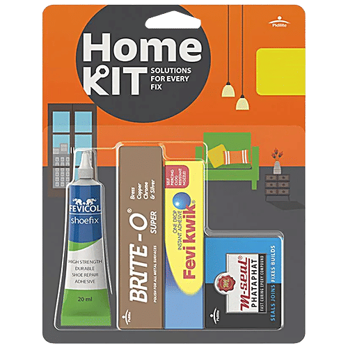 Pidilite Multipurpose Home Kit - Shoe Fix, BriteO, Fevikwik, M-Seal, 4 pcs  Multipurpose Home Kit
 Household Useful Materials