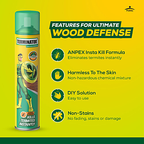Terminator Termite Killer Spray - Borer, Insect Repellant, Eco-Friendly, For Home, Kitchen & Wood Preservative, 320 ml  Insta Kill Formula