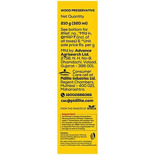 Terminator Termite Killer Spray - Borer, Insect Repellant, Eco-Friendly, For Home, Kitchen & Wood Preservative, 320 ml  Insta Kill Formula