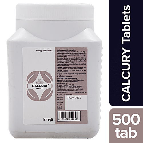 Charak CALCURY Tablets - Flushes Out Calculi And Prevents Recurrence, 500 Tablets Bottle 