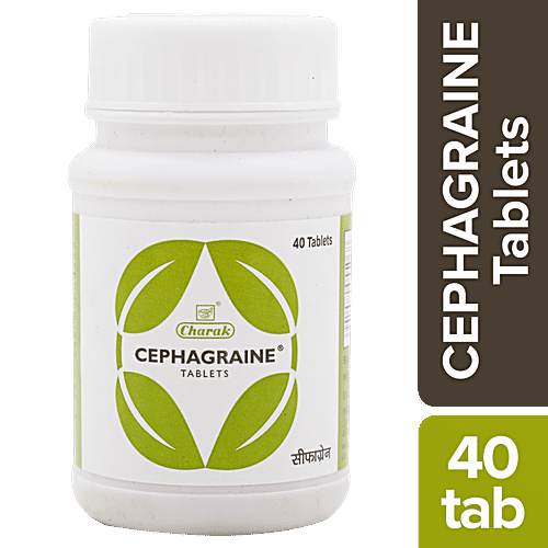 Charak CEPHAGRAINE Tablets - The Natural Therapy For Sinusitis & Migraine, 40 Tablets Plastic container 