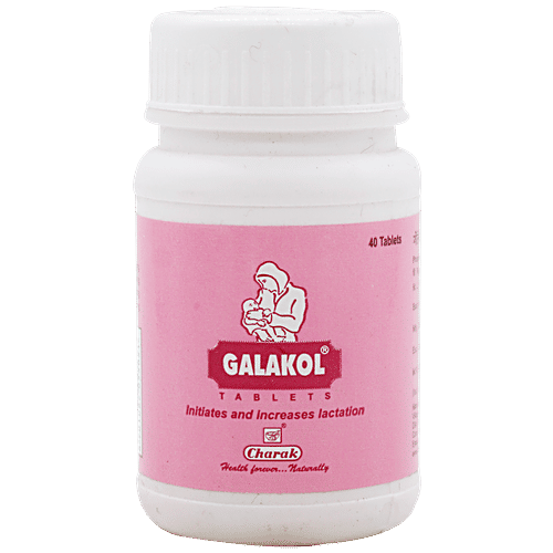 Charak GALAKOL Tablets - The Natural Galactogogue, 40 Tablets Plastic container 