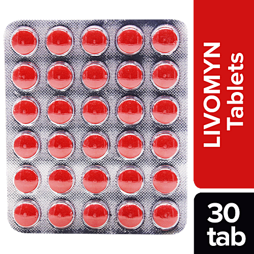 Charak LIVOMYN Tablets - Regulates The Levels Of Liver Enzymes, 30 Tablets Blister pack 