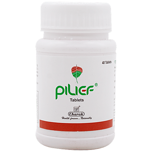 Charak PILIEF Tablets - A Herbal Therapy To Treat & Prevent Piles, 40 Tablets Plastic container 