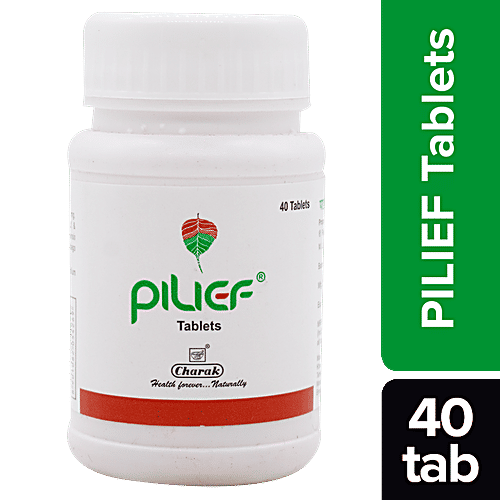 Charak PILIEF Tablets - A Herbal Therapy To Treat & Prevent Piles, 40 Tablets Plastic container 