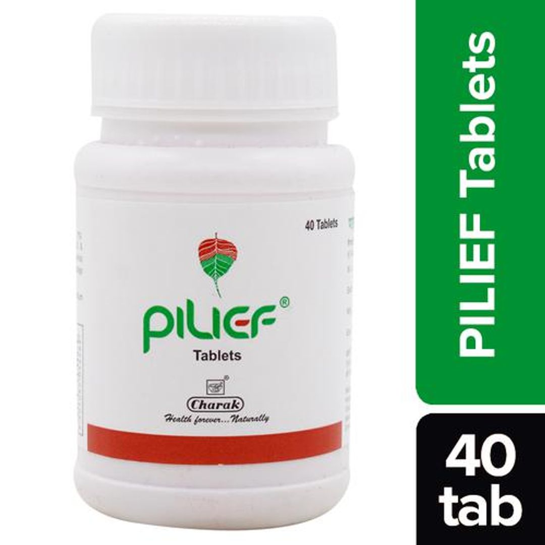 Charak PILIEF Tablets - A Herbal Therapy To Treat & Prevent Piles, 40 Tablets Plastic container