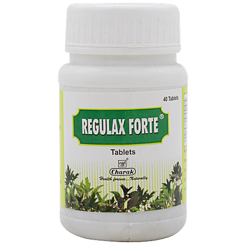 Charak REGULAX FORTE Tablets -A Polyherbal Laxative, 40 Tablets Plastic container 