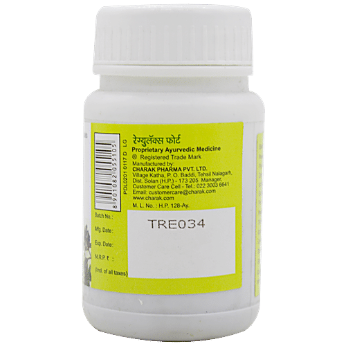 Charak REGULAX FORTE Tablets -A Polyherbal Laxative, 40 Tablets Plastic container 