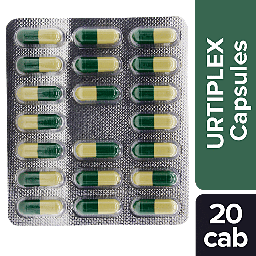 Charak URTIPLEX Capsules - The Natural Antiallergic & Antipruritic, 20 Capsules blister pack 