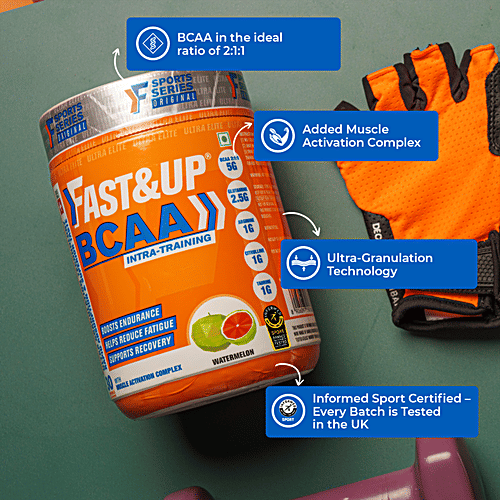Fast&Up BCAA Intra Training With Muscle Activation Complex - Blueberry Flavour, 450 g Jar