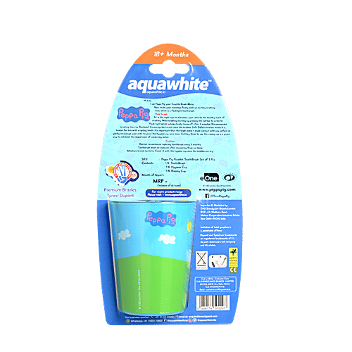 Aquawhite Peppa Pig Flashhh Kids Toothbrush With Rinsing Cup - Blue, 1 pc (Set of 3) 