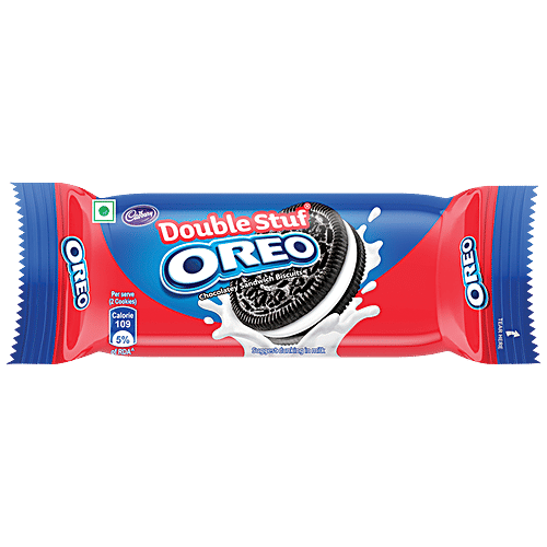 Cadbury Oreo Double Stuf - Vanilla Creme, Chocolatey Sandwich Biscuit, 75 g  