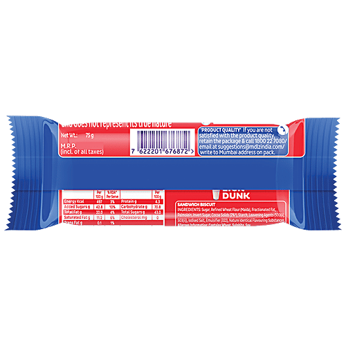 Cadbury Oreo Double Stuf - Vanilla Creme, Chocolatey Sandwich Biscuit, 75 g  