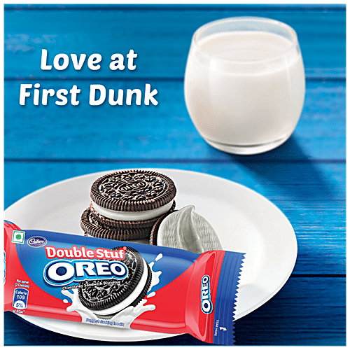 Cadbury Oreo Double Stuf - Vanilla Creme, Chocolatey Sandwich Biscuit, 75 g  