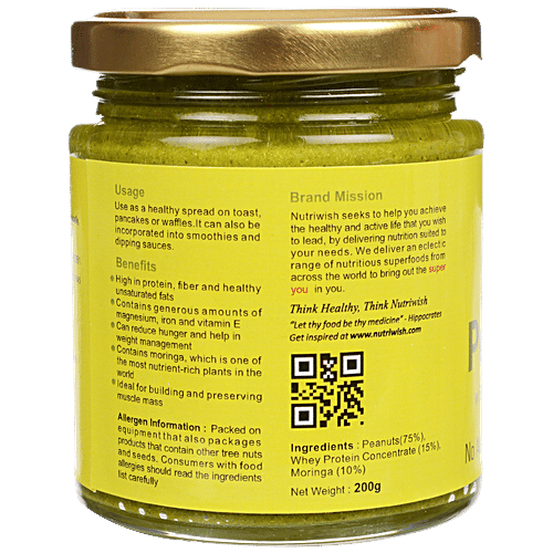 NUTRIWISH Peanut Butter - With Whey Protein & Moringa, 200 g  