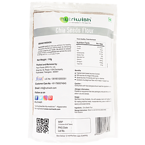 Nutriwish Chia Seeds Flour, 1 kg  Rich Source Of Omega 3