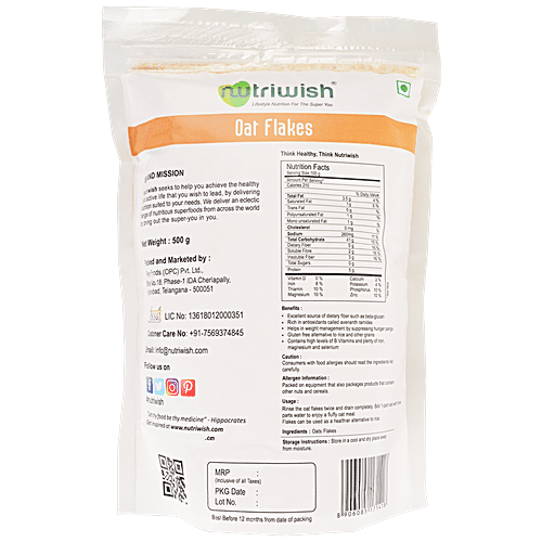 NUTRIWISH Oat Flakes, 500 g  