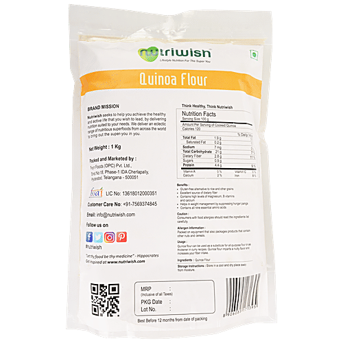 Nutriwish Quinoa Flour, 1 kg Gluten Free