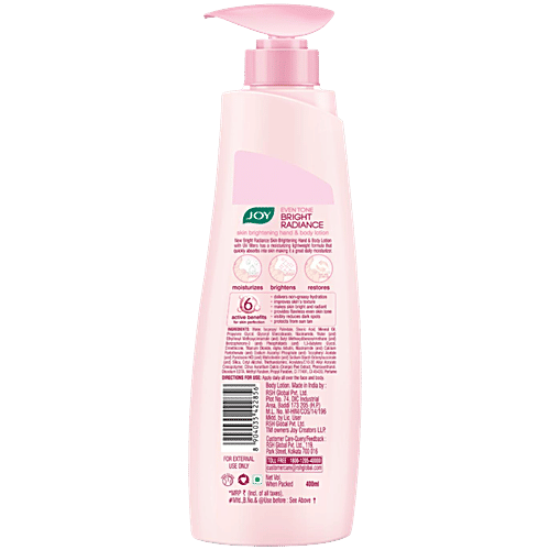Joy Bright Radiance Skin Brightening Hand & Body Lotion - Orange Peel Extracts, 6 Active Benefits for Skin Perfection, 400 ml  6 Active Benefits for Skin Perfection