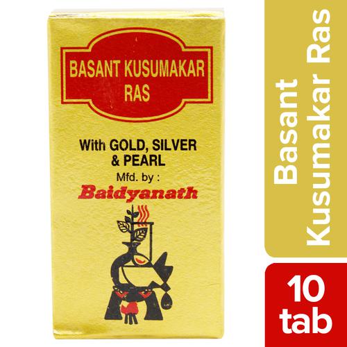 Baidyanath Basant Kusumakar Ras With Gold, Silver & Pearl, 10 Tablets  