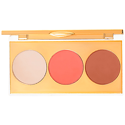 MyGlamm Chisel It Contour Kit - Bronzer, Blush & Highlighter, For Naturally Flushed Look, 12 g Poker Face 